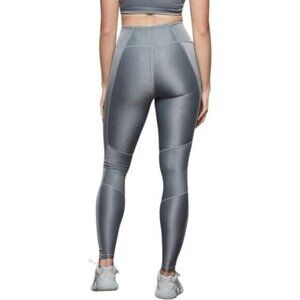 Good American High Waisted Ribbed Leggings - Size 3 (L) in Silver / Smoked Pearl
